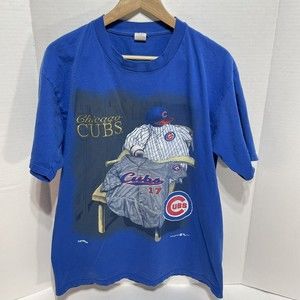 Vintage Chicago Cubs Nutmeg Mills MLB 1995 Blue Shirt SIZE LARGE MENS